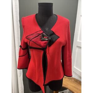 Lambrini Asymmetrical Red Cardigan Size Medium